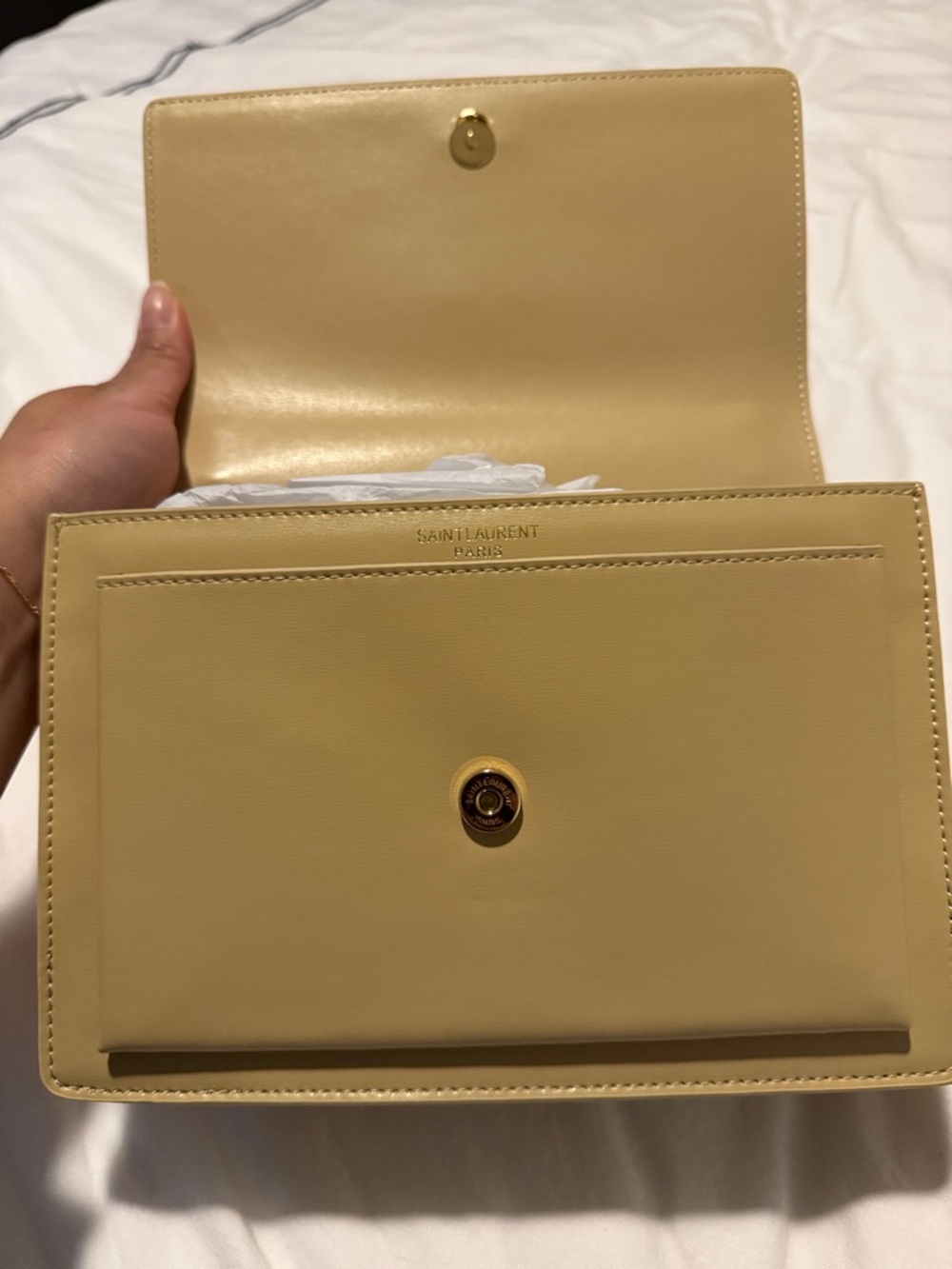 Saint Laurent Tan Leather Chain Shoulder Bag with Gold Hardware - Picture 3 of 4